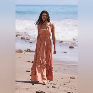 Free People Santa Maria Maxi Dress in Peached Copper